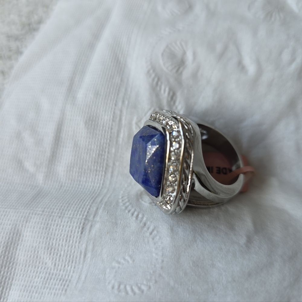 Lapis Lazuli Stainless Steel Ring Size 7 - Picture 6 of 9